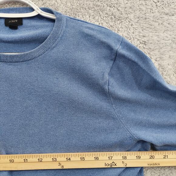 J Crew Blue Soft Crew Neck Pullover Sweater Medium Cotton Cashmere Blend Casual - Picture 5 of 11